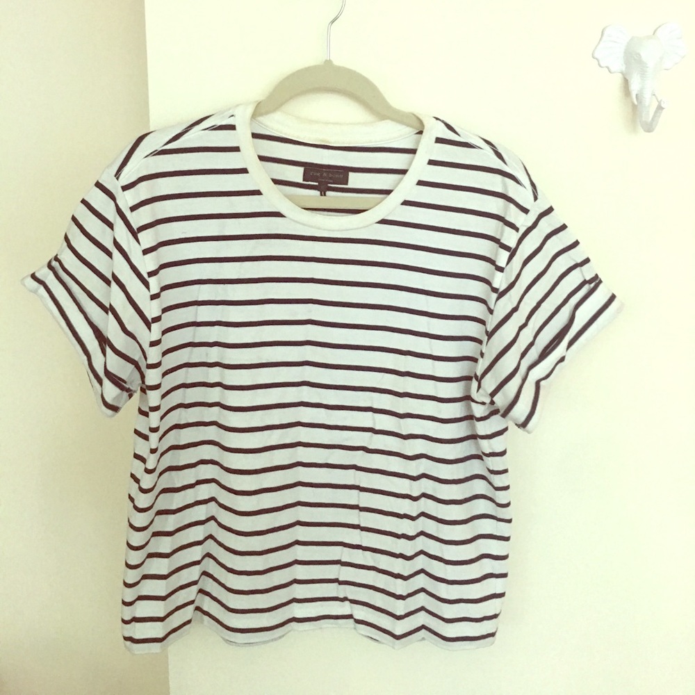 Rag and bone cropped striped tee