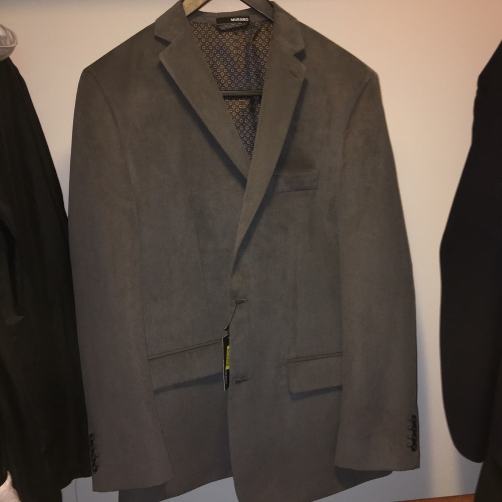 Grey suede suit coat