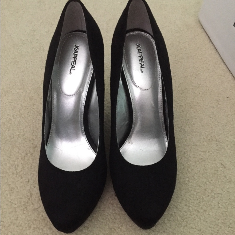 Black platform wedge heels