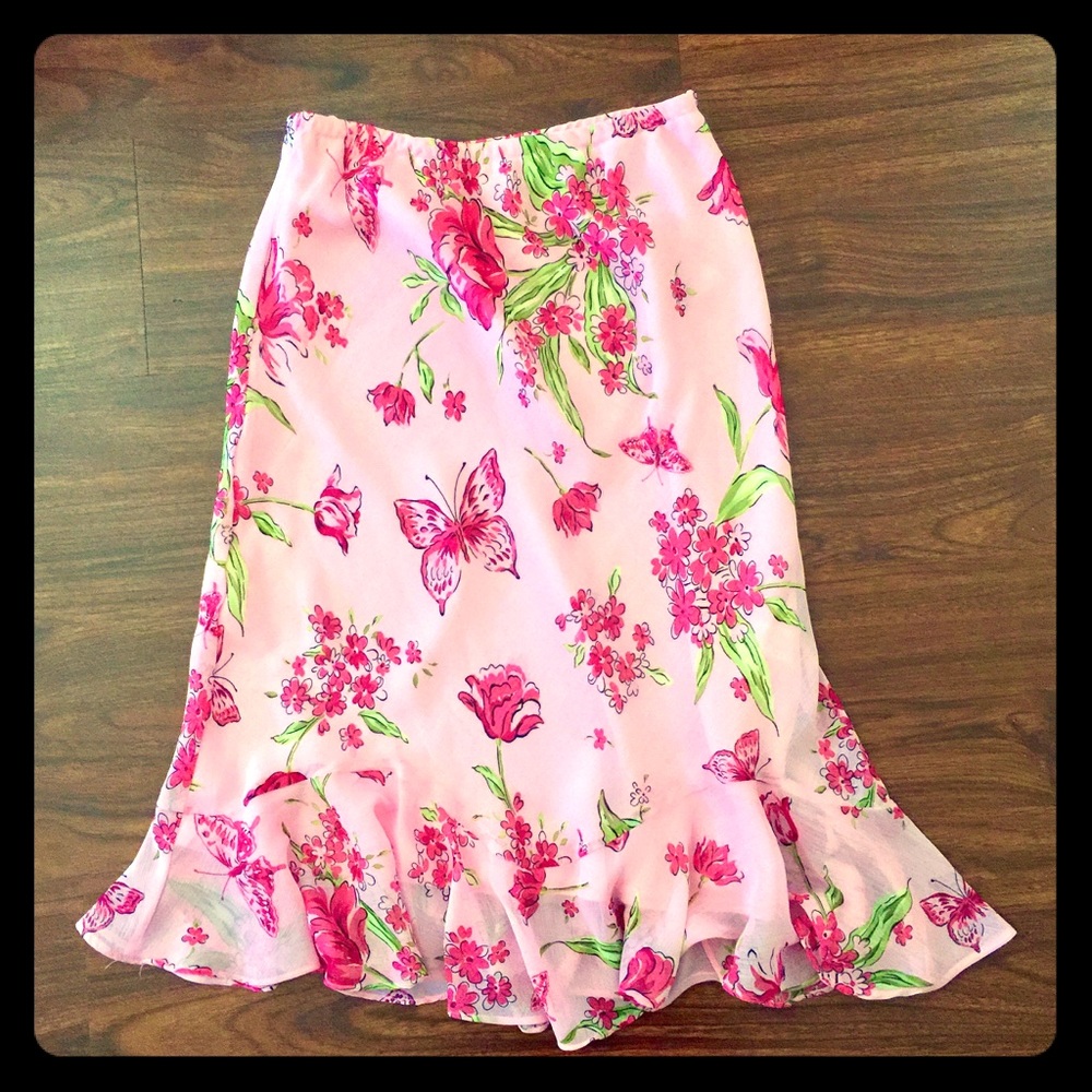 Pink floral skirt