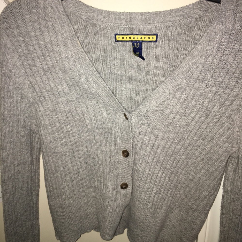 Gray button up sweater