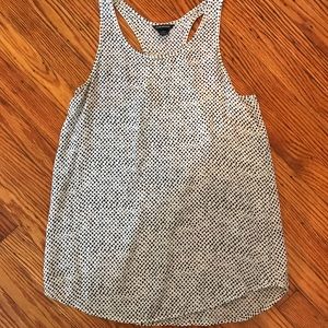 White and black Club Monaco silk tank