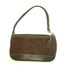 Coach Brown Suede and Leather Mini Hobo Wristlet