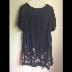 LOFT Bird Embroidered Swing Dress