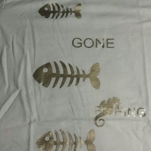 Gone fishing foil tshirt