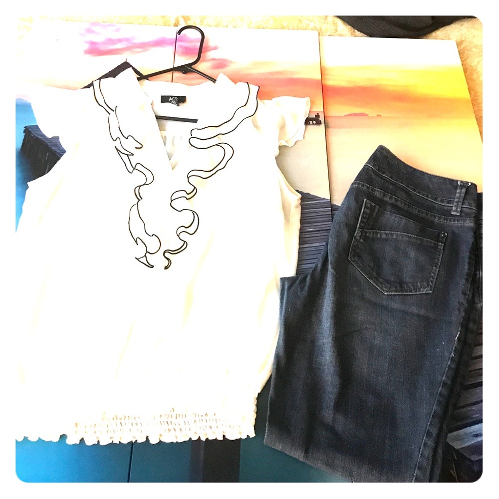 AGB ruffle shirt and Anna jeans