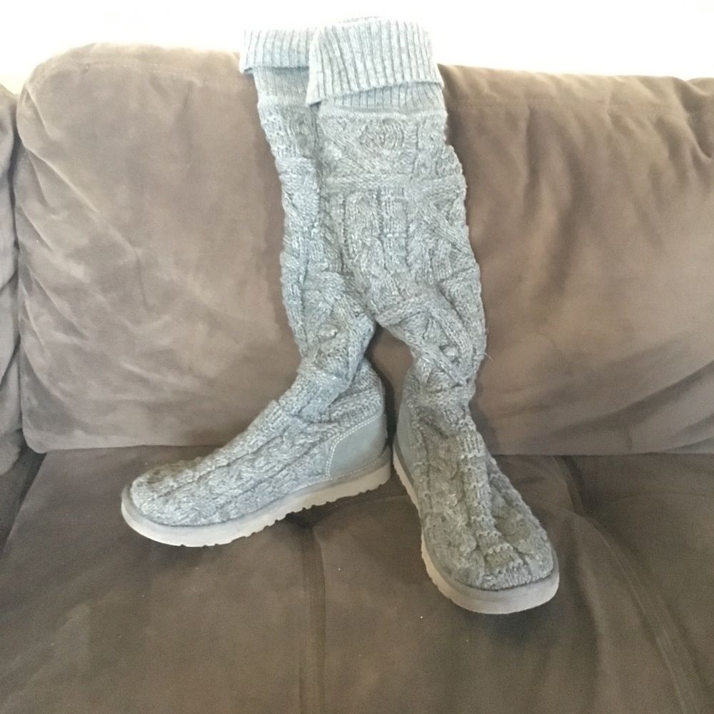 Ugg boots- tall over the knee twisted cable boots