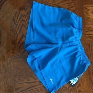 Blue Asics running shorts