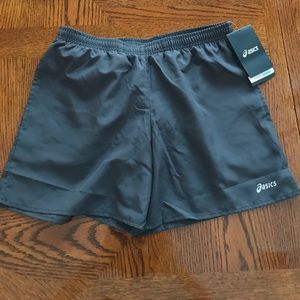 Gray Asics running shorts