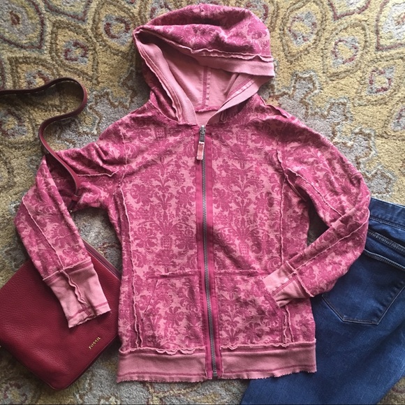 Anthropologie Tops - Paisley Pink Reversible Zip Up 2:1 Hoodie, Small