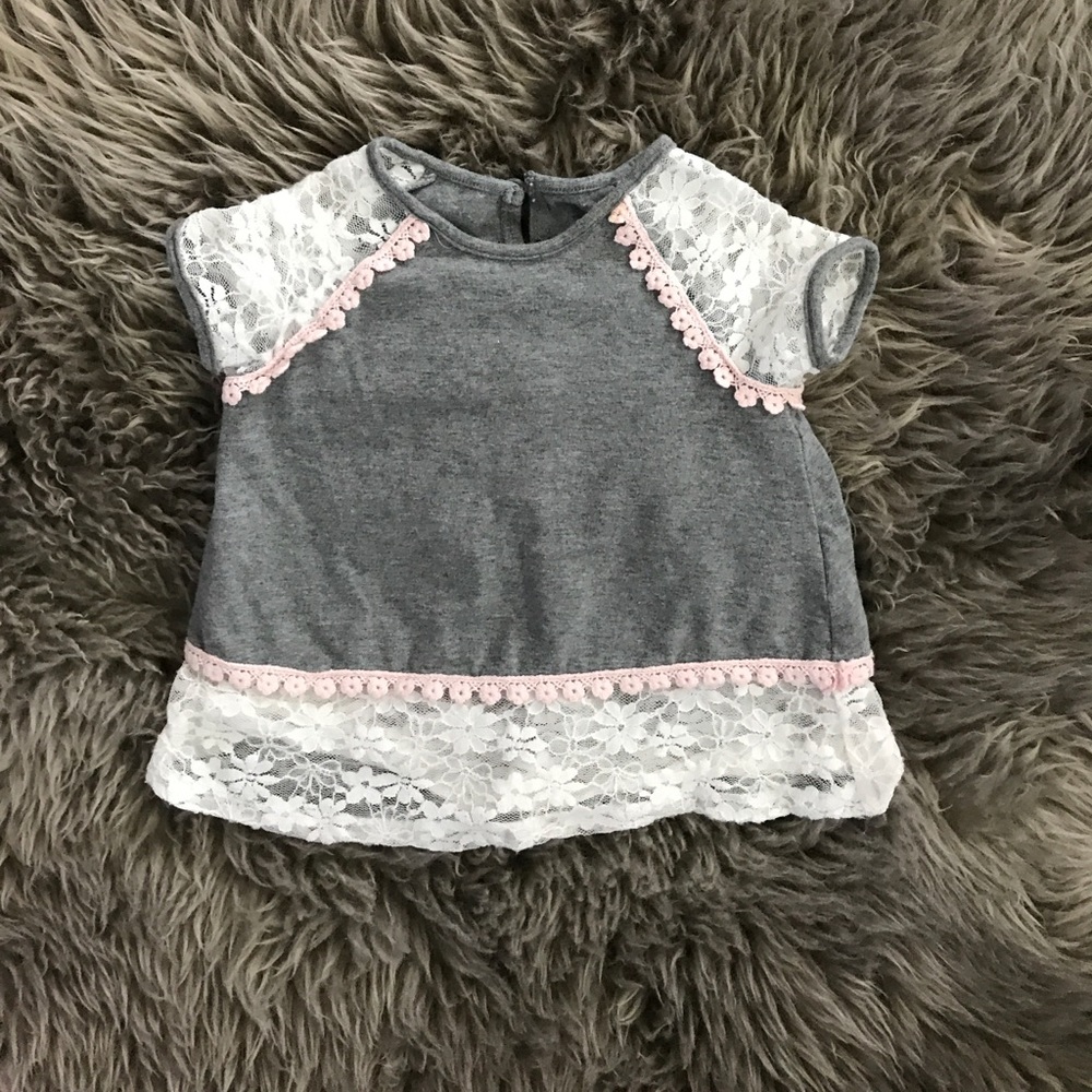 Boutique designer shirt with lace trim. 9 months