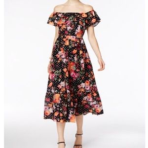 Black and white polka dot/floral dress.