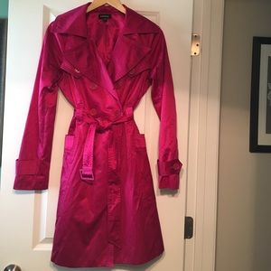 Good used condition bebe fuschia satin trench coat