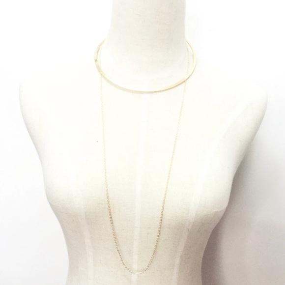 Gold Ring Choker Collar Chain Layer Necklace - Picture 3 of 4