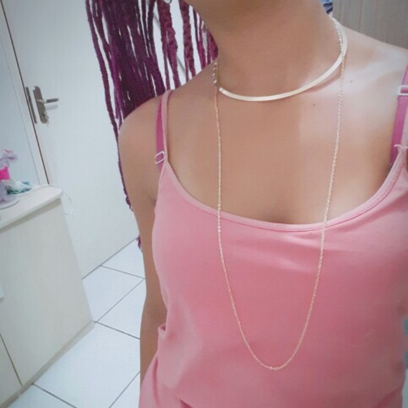 Gold Ring Choker Collar Chain Layer Necklace - Picture 4 of 4