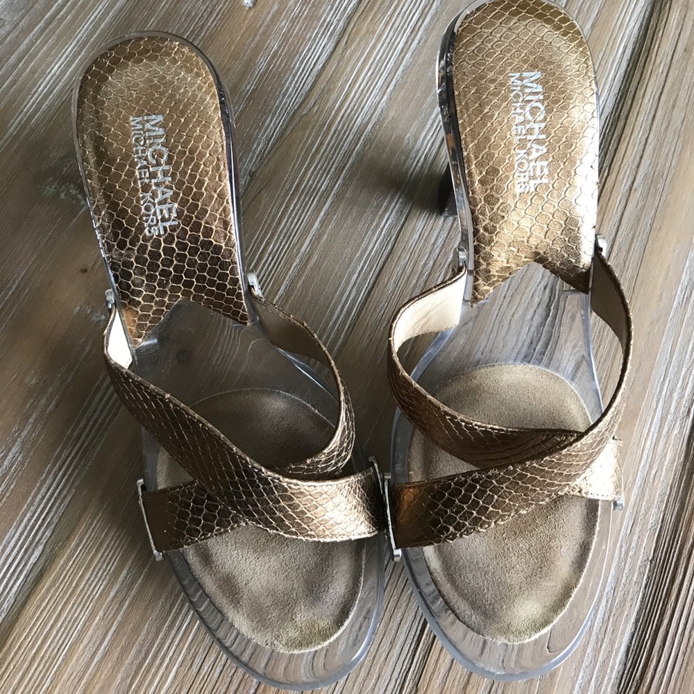 Authentic Michael Kors leather and clear shoes.