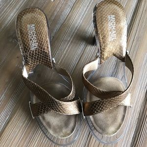 Authentic Michael Kors leather and clear shoes.