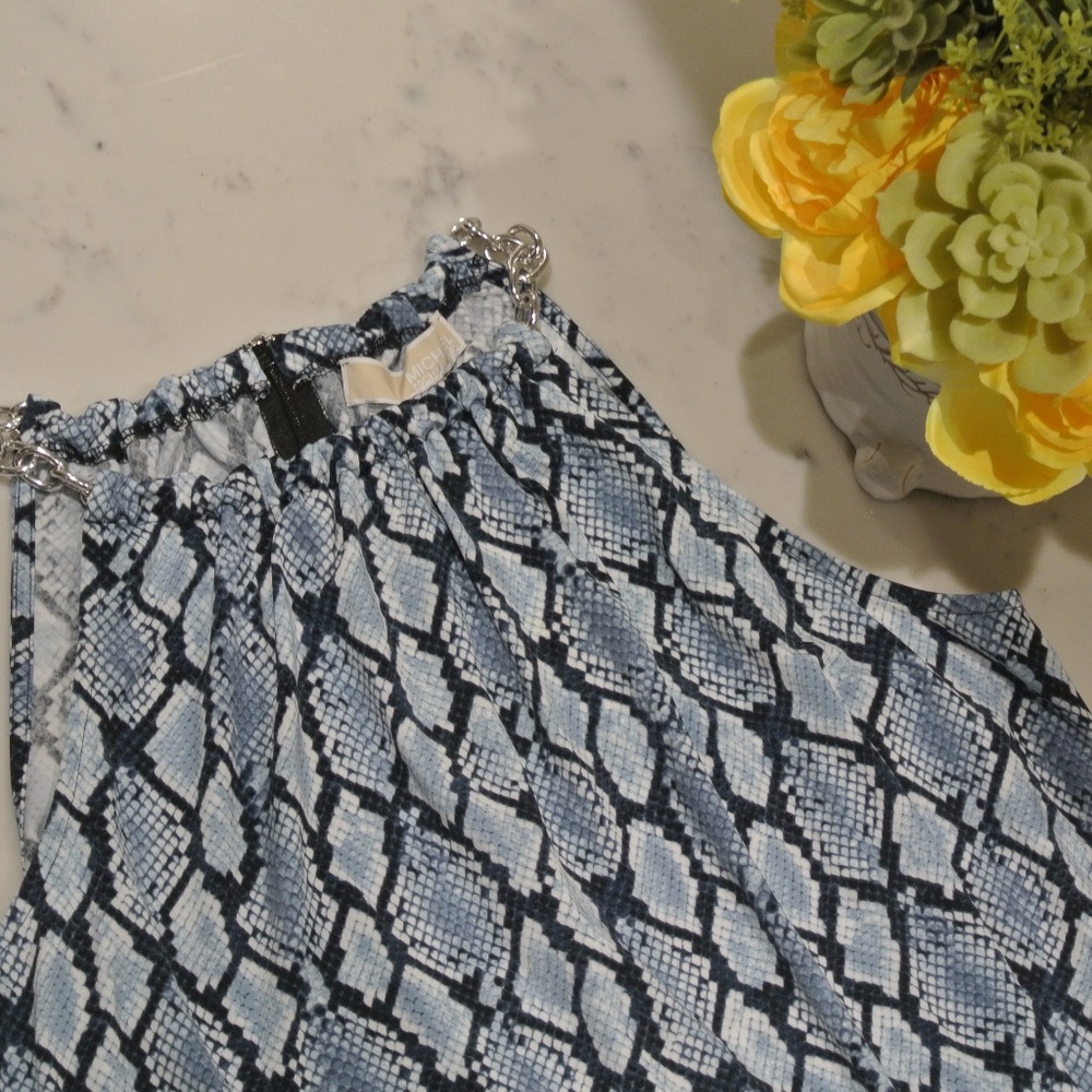 Price Drop Blue Snake Printed Chain Tank Top