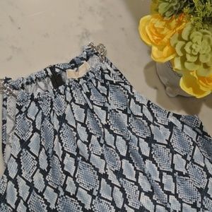 Price Drop Blue Snake Printed Chain Tank Top