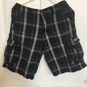 Black plaid shorts