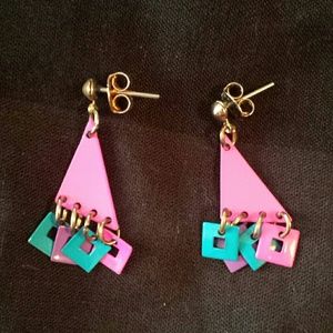 Vintage 80s new wave neon earrings