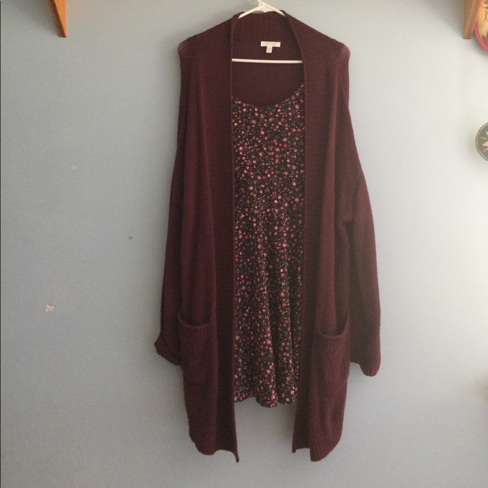 Maroon Baggy Cardigan