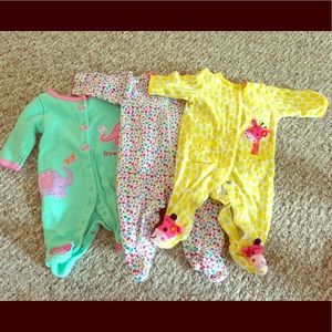 3 size newborn onesies footed pajamas