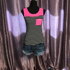 Adorable Pink, black & white Top