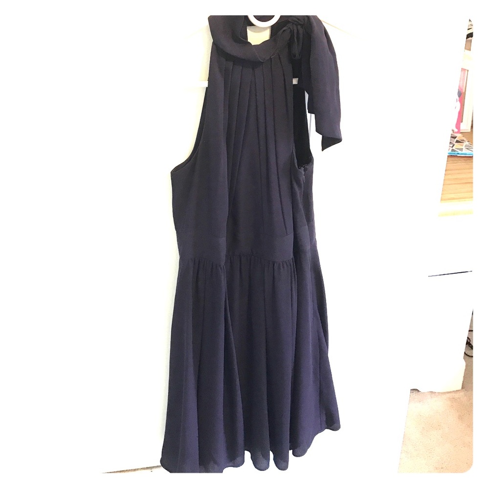 Plum tie neck dress