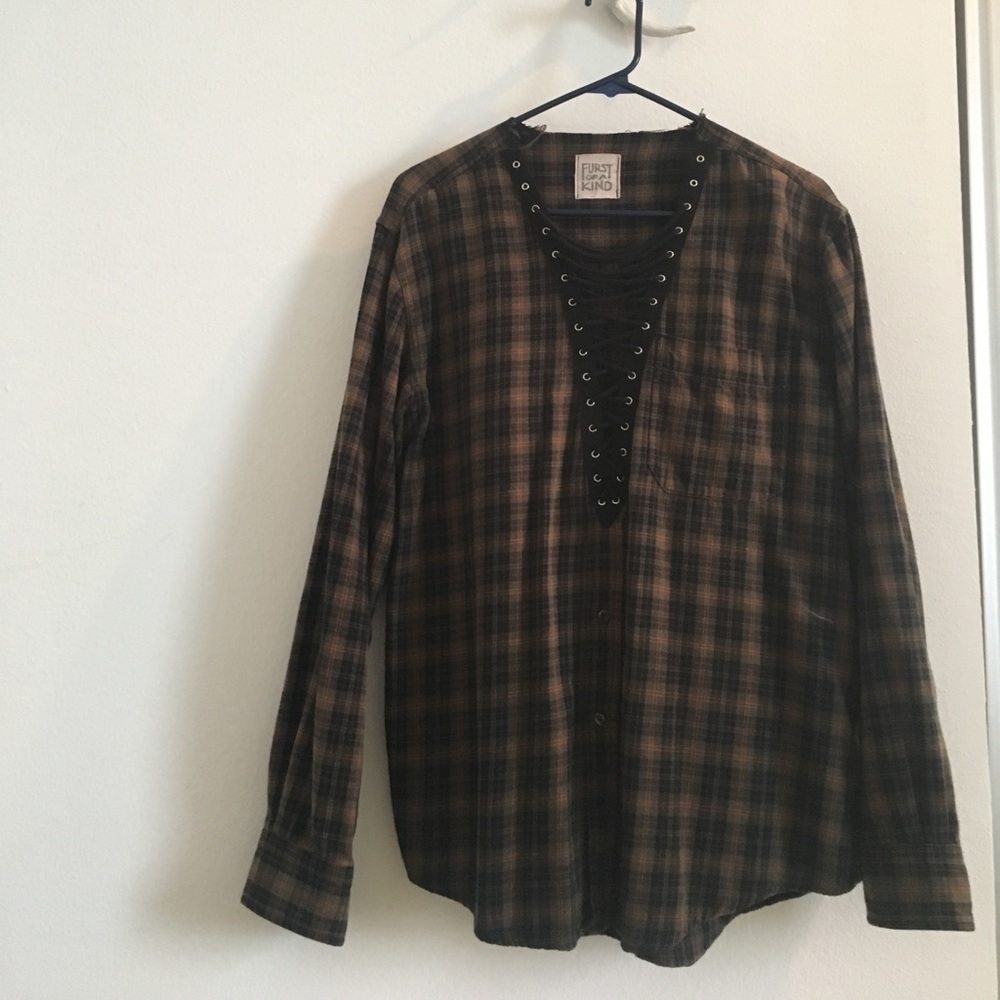 Brown plaid oversized pullover
