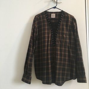 Brown plaid oversized pullover