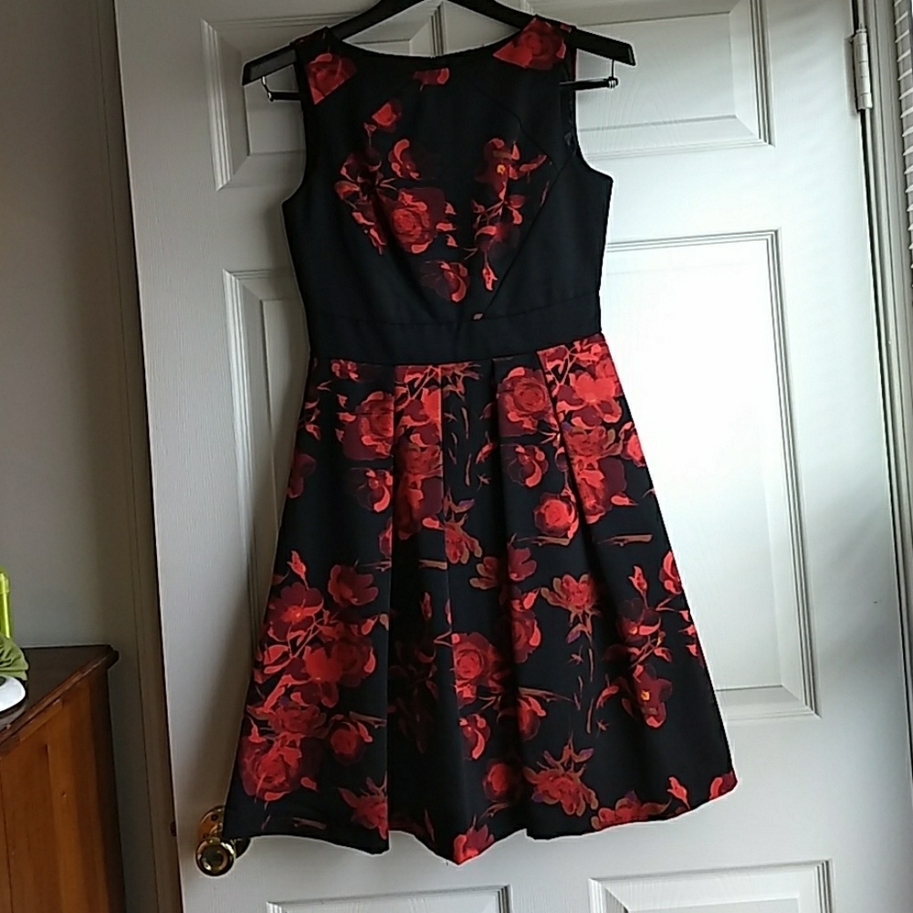 Nordstrom Taylor Black and Red Floral Dress