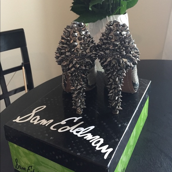 Sam Edelman Iorissa Grey Python studded peep toe - Picture 3 of 4
