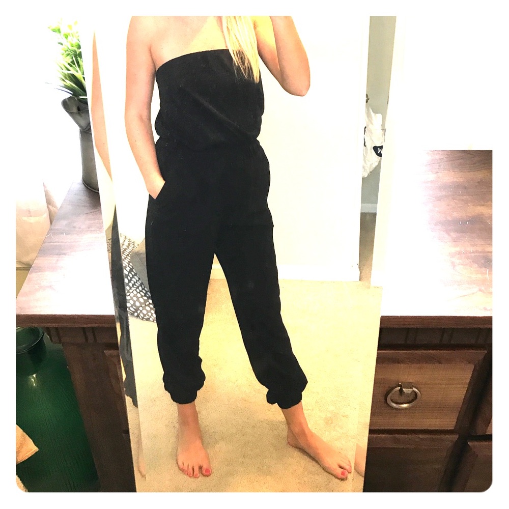 Black strapless jumpsuit