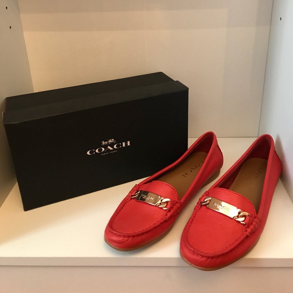 Coach coral colored loafers