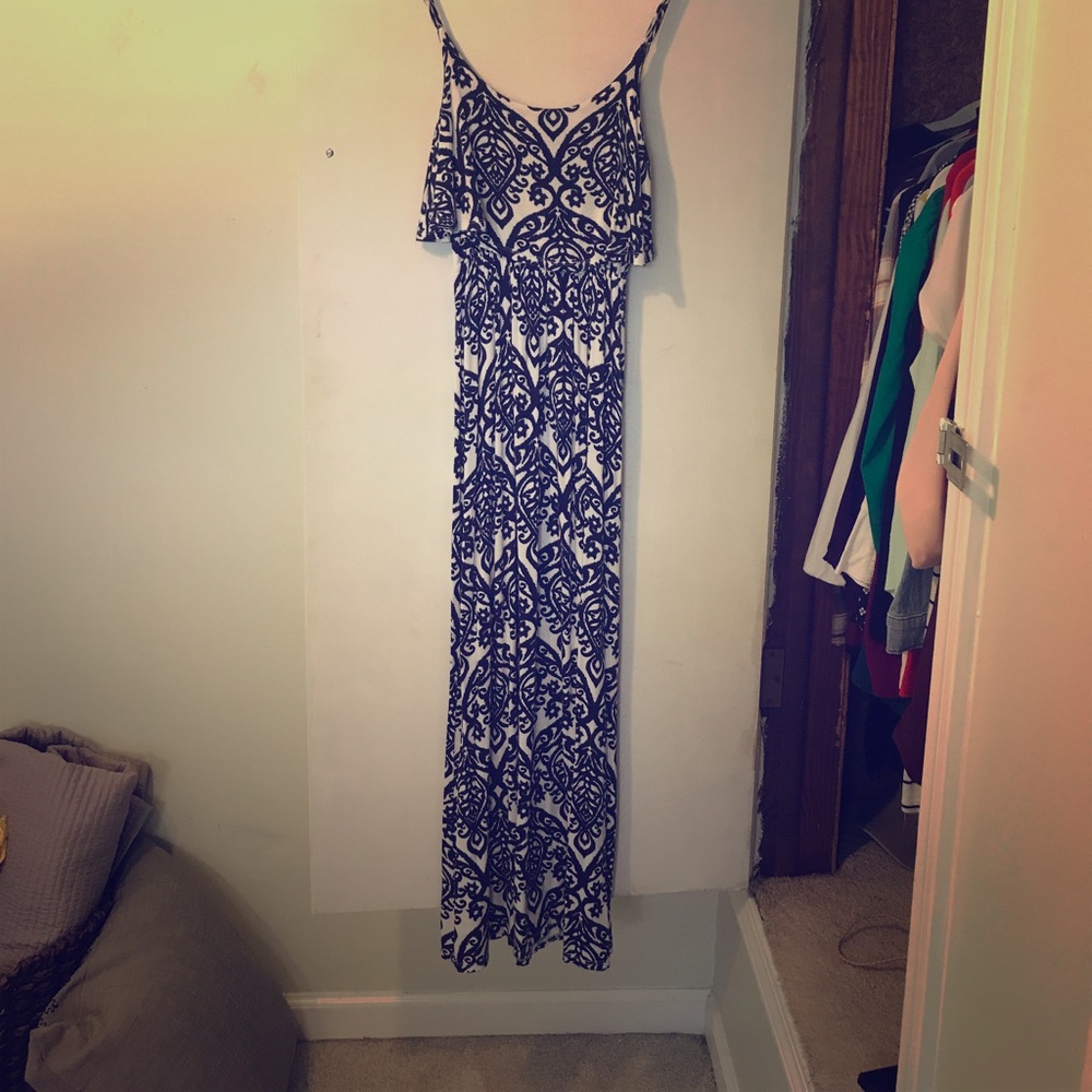 Blue and white maxi