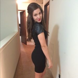 Closet clear out! Zara dress with leather sleeves