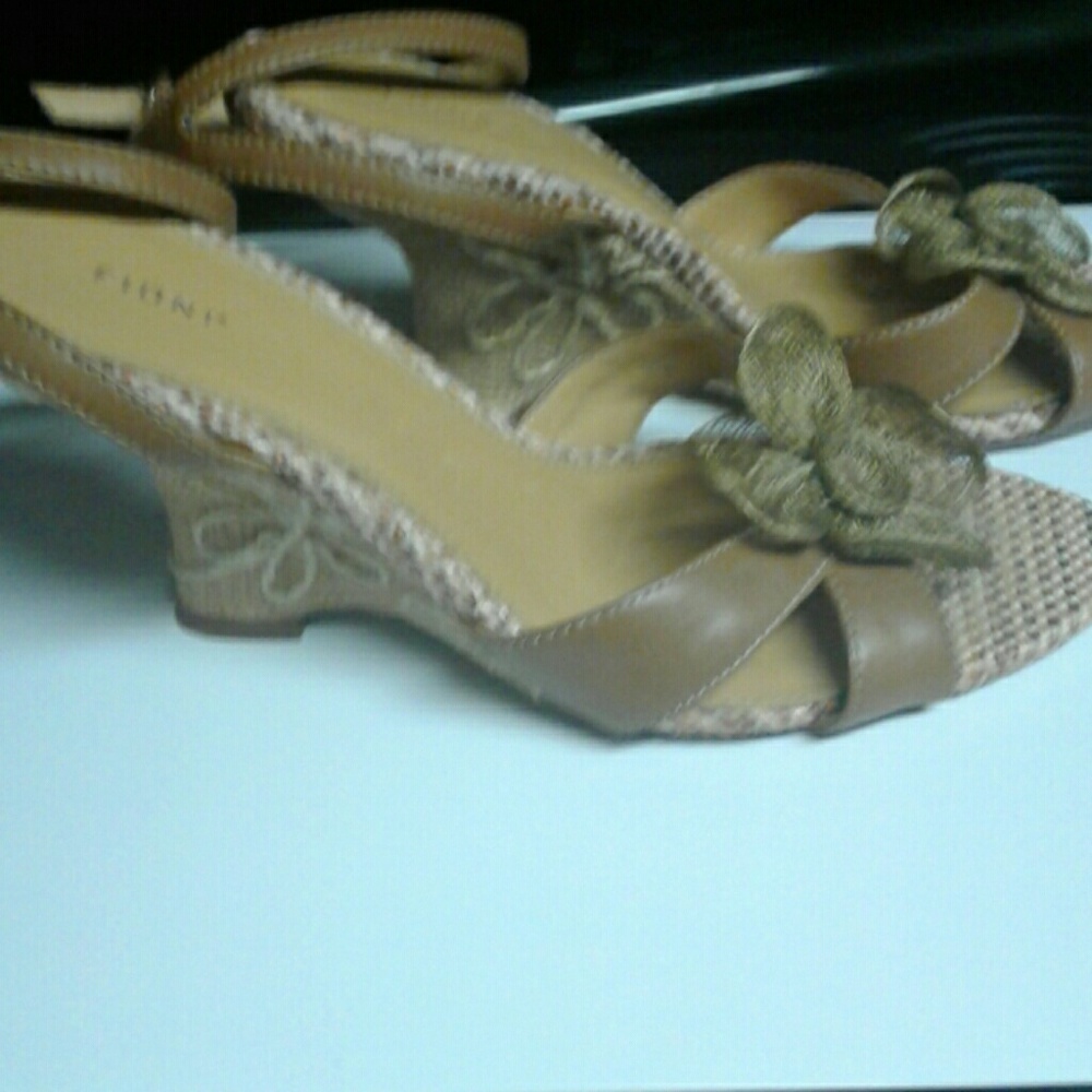 Tan colored ankle strap sandals