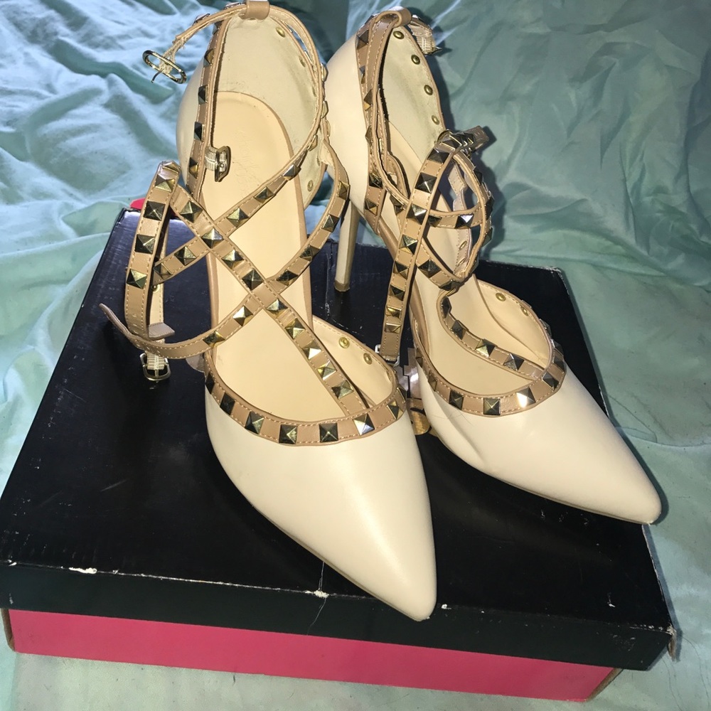 gold studded heels