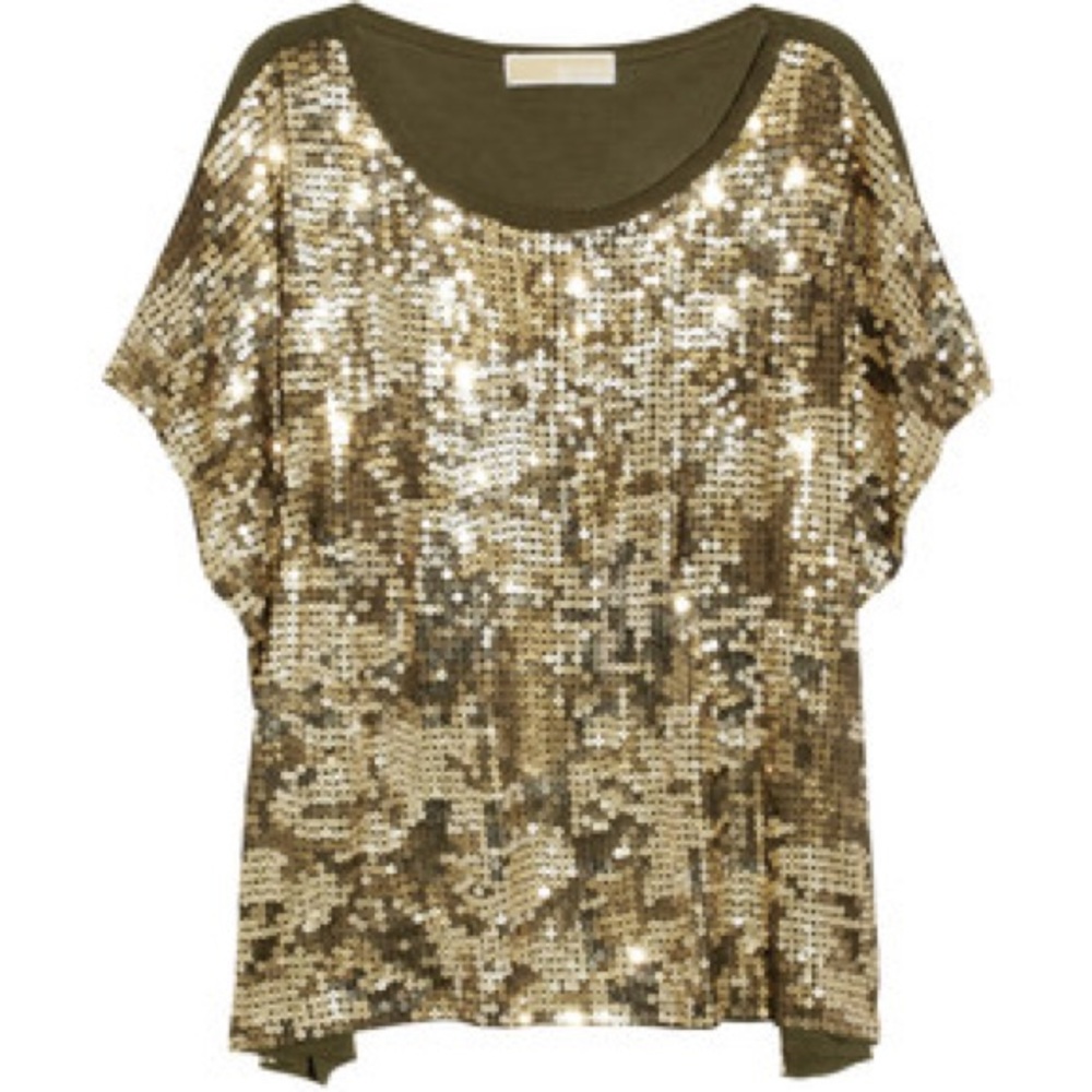 Michael Kors Camo Sequined Jersey T-shirt