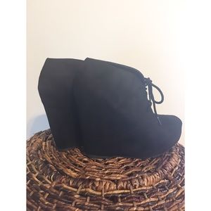 Black Wedge Booties