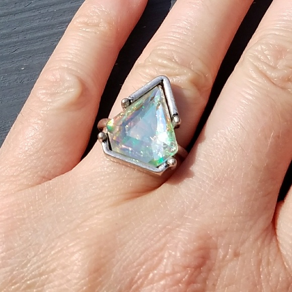 Aurora Borealis silver ring, rainbow ring - Picture 3 of 6