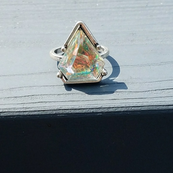 Aurora Borealis silver ring, rainbow ring - Picture 2 of 6