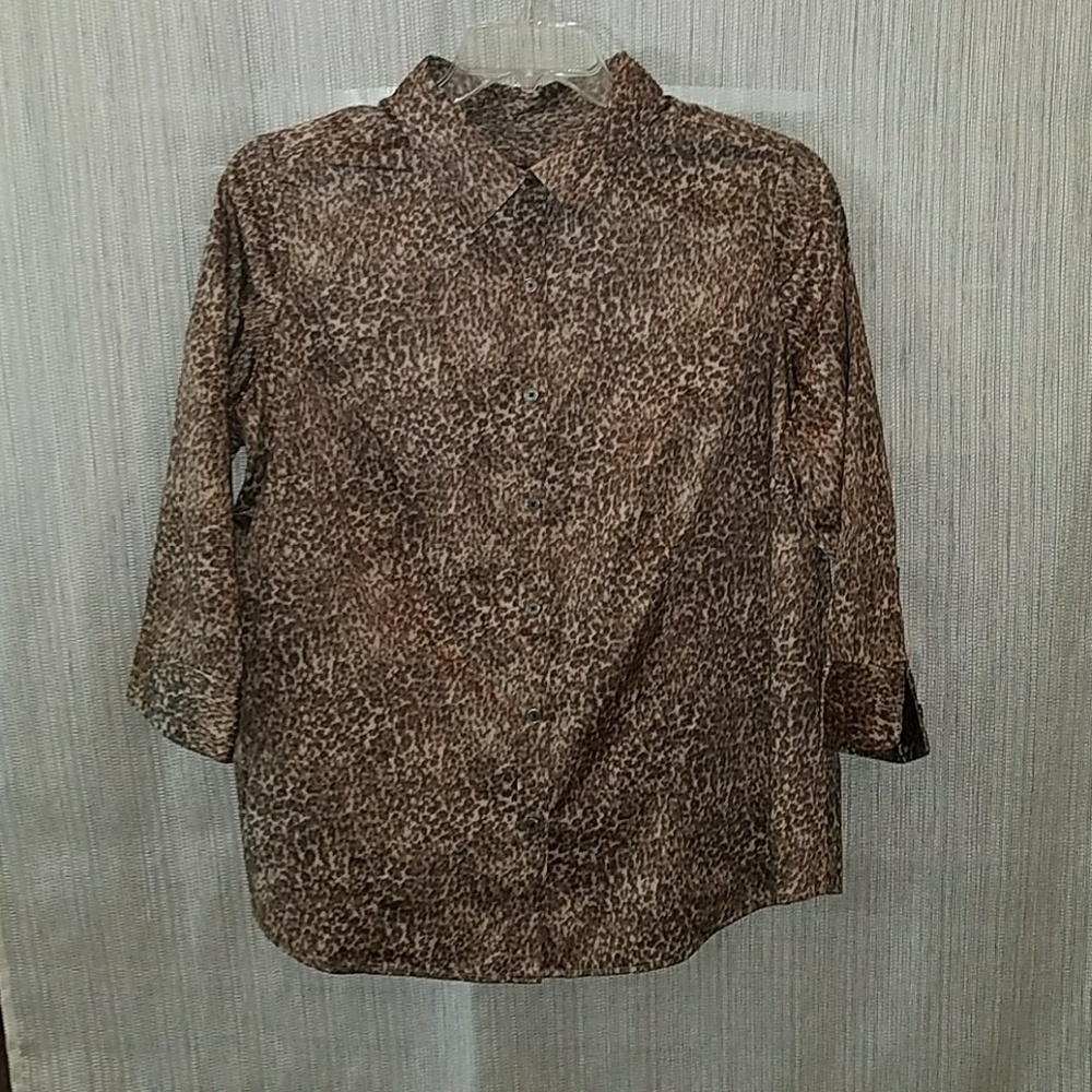 Talbots Leopard Print Button Down Blouse