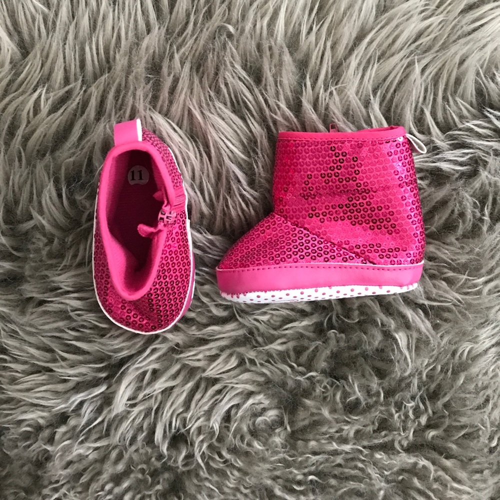 Hot pink sequined soft boot
