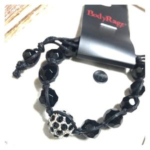 Adjustable body rage beaded bracelet black/silver