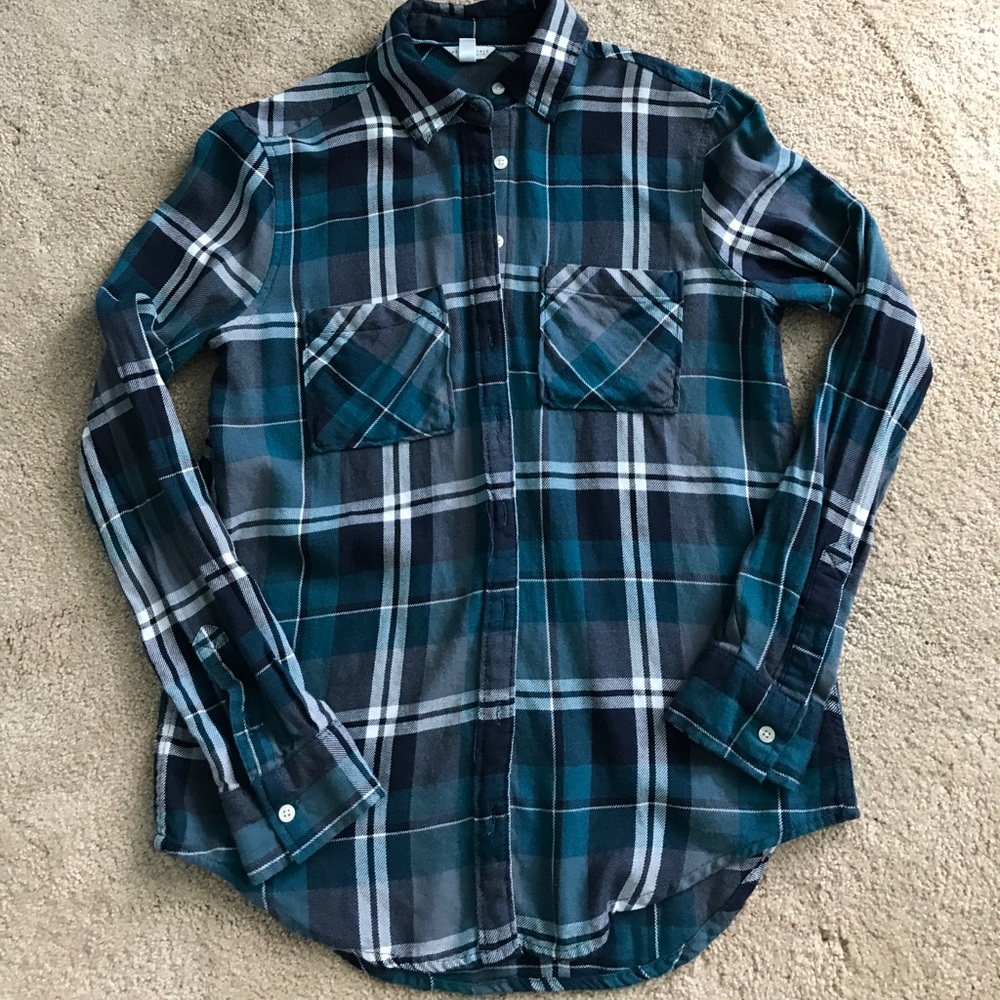 Aeropostale Blue/Green Flannel Shirt XS