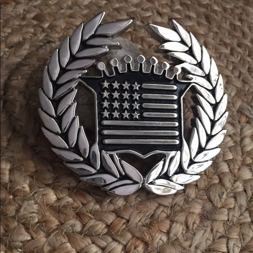 Cadillac & American Flag Belt Buckle
