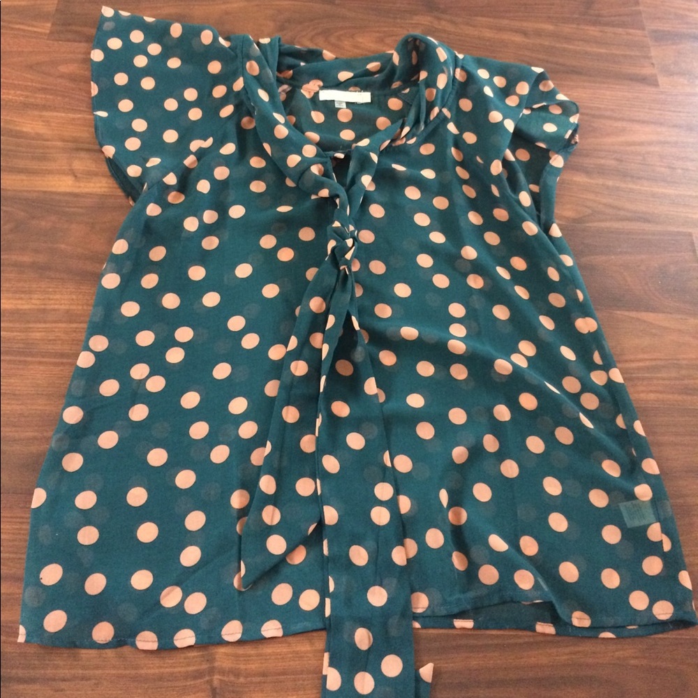 Emerald polka dot tshirt blouse