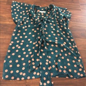 Emerald polka dot tshirt blouse